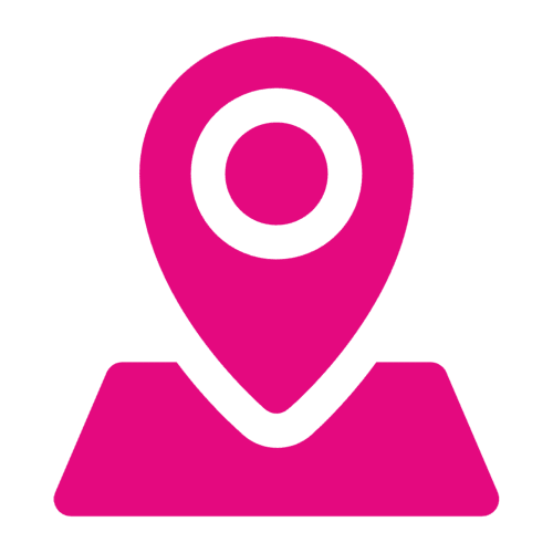 Pink digital image of a location pin on a map