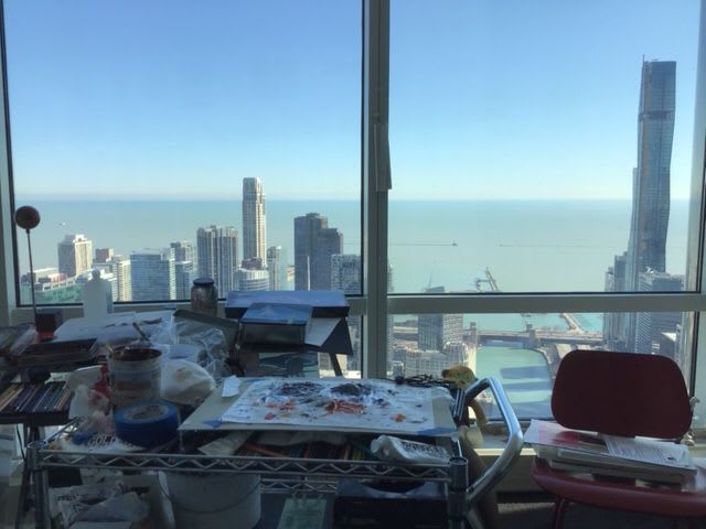 View from a high rise in Chicago, facing out to the water