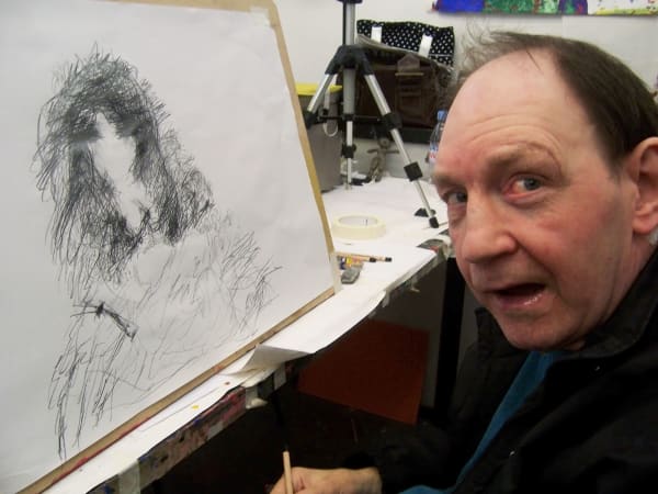 Nigel Kingsbury drawing in studio.