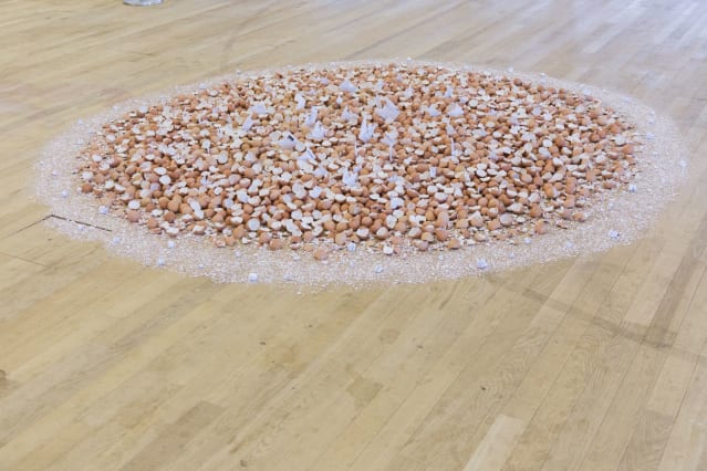 circle of broken eggshells at tate exchange, artworks are of from the Shortlist 2017