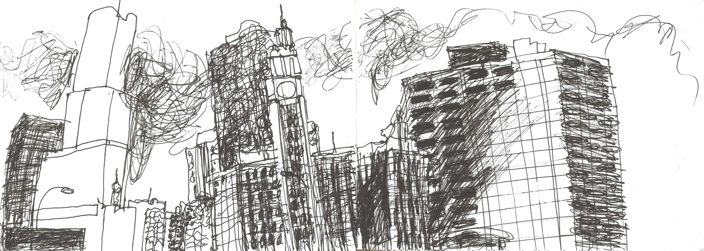 Sketch of skyscrapers in Chicago