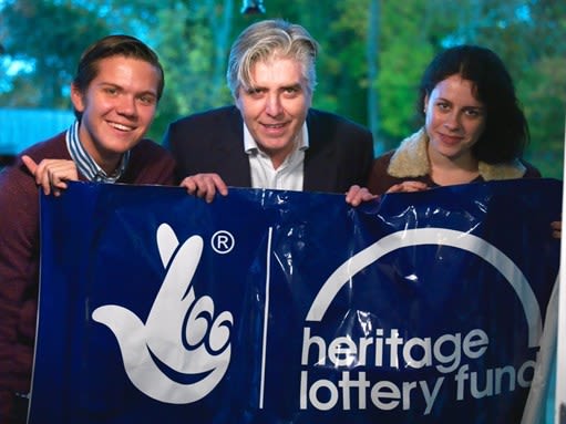 NDACA team holding the Heritage lottery Fund banner 
