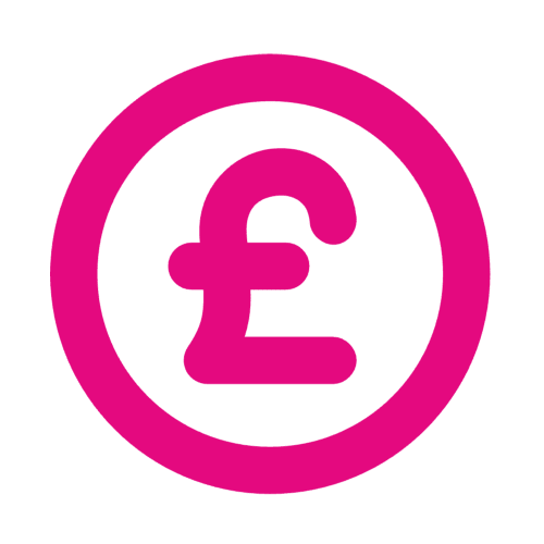Pink digital image of a pound money sign.